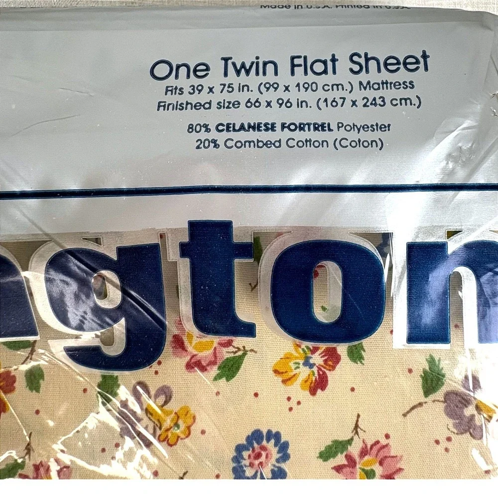 Vintage Burlington Caress Twin Sheet Set Floral Butterfly Scalloped New NOS